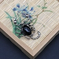 Scorpion pendant with oval black onyx and antique silver textured finish detail - Black Agate