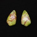 Detailed macro view of shield shaped imperial stone pendants with green marble texture - 17x30mm / Green and Red Marble Pattern (No. 4)