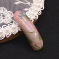 Pink and green natural stone connector for jewelry DIY with smooth polished finish - Pink with Green Blue Grain (No. 7)