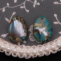 Macro view of teardrop natural stone pendants with unique colorful textures for DIY jewelry - Teardrop Pendant Only (1#) / 18x25mm