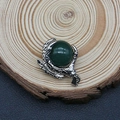 Deep green natural stone round bead pendant with a silver dragon claw setting for DIY jewelry - 27x30mm (1065-T250515008) / Dark Green Gemstone (No.3)