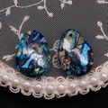 Macro detail of teardrop synthetic stones with multicolor patterns and pre-drilled holes - Teardrop Pendant Only (2#) / 18x25mm