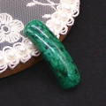 Polished cylindrical green natural stone connector for DIY jewelry bracelets - Dark Green with Black Spots (No. 8)