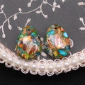 Detailed view of teardrop stones with colorful patchwork textures for DIY necklaces - Teardrop Pendant Only (8#) / 18x25mm