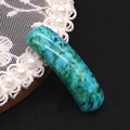 Green and blue natural stone curved tube pendant connector with marbled texture - Cyan Blue Emerald Mottled (No. 11)