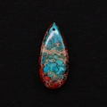 Macro shot of teardrop shaped red and blue emperor stone pendant with pre-drilled hole - Red Blue Brown Matrix (43)