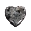 Polished heart-shaped natural stone bead with grey spotted texture for DIY jewelry making - 20mm / Larvikite