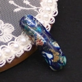 Long cylindrical blue natural stone tube bead for DIY jewelry making and necklaces - Blue White Cracked Grain (No. 13)