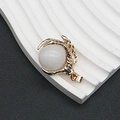 Golden dragon claw pendant with white natural stone round bead and vintage aesthetic - 25x31mm, 15g / White Stone