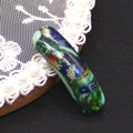 Blue and green marble pattern resin tube connector bead for DIY jewelry making - Dark Blue Green White (No. 14)