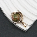 Colgante de bola de cristal unakita natural con garra de dragón dorada para joyería DIY - 25x31mm, 15g / Unakita