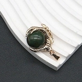 Colgante de garra de dragón dorada con cuenta de piedra natural verde para joyería DIY - 25x31mm, 15g / Piedra de Sangre Africana