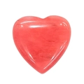 Polished heart-shaped natural pink crystal stone showing fine texture and glossy finish - 20mm / Watermelon red