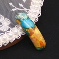 Curved bridge-shaped natural stone bracelet connector with colorful marbled texture - Blue Yellow Orange Green (No. 16)