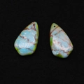 Blue teardrop emperor stone pendants with brown veins and top drill holes for DIY jewelry - 17x30mm / Sky Blue with Reddish Brown Network (No. 3)