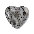 Polished heart-shaped natural stone bead with black spots for DIY jewelry making - 20mm / Granite
