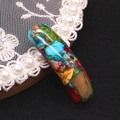 Colorful natural stone tube connector bead for DIY jewelry making and bracelets - Emerald Blue Red Yellow (No. 17)