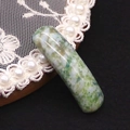 Green and white natural stone cylindrical tube connector charm for jewelry making - White with Green Floating (No. 18)