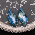 Marquise shaped blue green natural stone pendant with intricate texture for DIY necklace - US 2