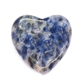 Polished heart-shaped natural sodalite stone with unique blue and white mineral textures - 20mm / Blue Spot Stone