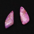 Two leaf-shaped synthetic purple imperial stone pendants with brown web texture for DIY - Irregular Dagger Shape / Purple Marble Texture (No.1)