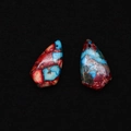 Red and blue imperial stone shield pendants with marble texture for DIY jewelry - 17x30mm / Red Blue Silver Intertwined Marble (No. 7)