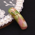 Curved natural stone tube connector in mixed green and pink tones for DIY jewelry making - Green Pink Brown White (No. 19)