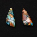 Blue and orange synthetic imperial stone triangle pendants with top drilled holes - Irregular Dagger Shape / Sky Blue Orange Texture (No. 2)