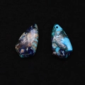 Two drop-shaped synthetic turquoise shield pendants with blue textures for DIY jewelry - 17x30mm / Dark Sky Blue with Brown Veins (No. 8)