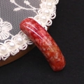 Red and white marble pattern curved tube stone connector for DIY jewelry making - Red White Marble Pattern (No. 21)