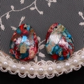 Teardrop-shaped synthetic stone pendant with colorful marble texture for DIY jewelry - Teardrop Pendant Only (5#) / 18x25mm