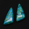 Triangle turquoise stone pendant with vibrant blue green marbled texture for DIY jewelry - Irregular Dagger Shape / Bright Blue Green Texture (No. 4)