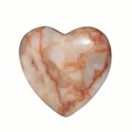 Polished cream-colored heart-shaped natural stone bead with vibrant orange veins - 20mm / Red Network Stone