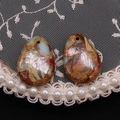 Pair of teardrop natural stone pendants with reddish-brown and blue mineral textures - Teardrop Pendant Only (6#) / 18x25mm