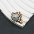 Colgante de garra de dragón dorada con perla redonda de piedra dálmata para joyería DIY - 25x31mm, 15g / Azurita