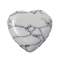 Polished heart-shaped white howlite stone bead with natural black marble veins - 20mm / White Howlite Bracelet
