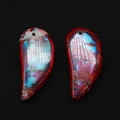 Macro view of colorful polished crescent natural stone pendants for DIY necklace jewelry - 16x34mm / Style 2 (Red Blue Purple Brown)