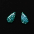 Green turquoise stone shield pendant with natural marble veins for DIY jewelry making - 17x30mm / Emerald Green with Brown Network (No. 14)