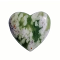 Polished heart-shaped green aventurine natural stone with purple and white inclusions - 20mm / Auspicious Jade