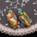 Colgantes de piedra colorida en forma de marquesa con textura imperial para joyería DIY - US 10