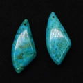 Paar turquoise hangers in mesvorm met natuurlijke marmeren textuur voor DIY-sieraden - Onregelmatige Dolkvorm / Turkoois Tinten (Nr. 14)