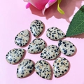 Polished teardrop Dalmatian Jasper loose beads for DIY handmade jewelry crafts - 17x24mm / Dalmatian Jasper