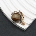 Colgante de garra de dragón dorado con cuenta de piedra natural para joyería DIY - 25x31mm, 15g / Jaspe