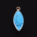 Detail of marquise blue turquoise pendant with gold plated edge for DIY jewelry - Dark Blue Turquoise