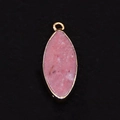 Macro view of pink opal marquise pendant with gold-plated edges and a top loop - Red Wood Grain Stone