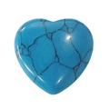 Polished heart-shaped turquoise stone bead with natural black webbed veins for jewelry - 20mm / Dark Blue Turquoise