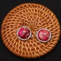 Dettaglio di connettori quadrati in pietra imperatore rossa con bordo di cristalli - 18x24mm / Rosso Scuro (N. 3)