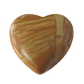 Polished heart-shaped natural stone bead with brown layered texture for DIY jewelry - 20mm / Jasper