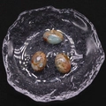 Cuentas de jaspe sedimento marino ovaladas pulidas con texturas azules y naranjas, set 3 - Azul Cian (N.º 12) / 13x18mm