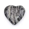 Polished zebra jasper stone heart bead with natural black and white stripes for DIY crafts - 20mm / Map Stone